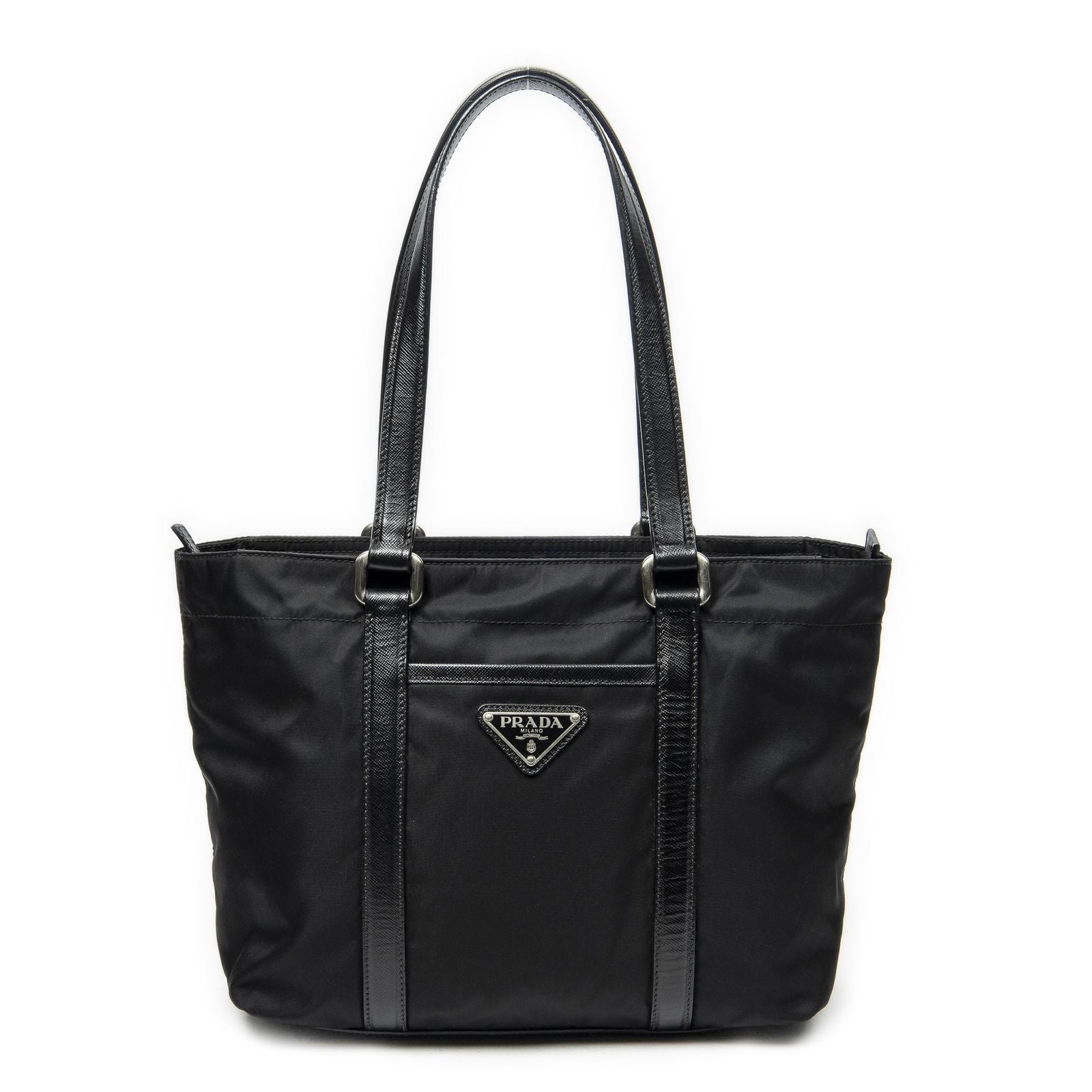 Prada Zip Shopping Tote Black Nylon Canvas