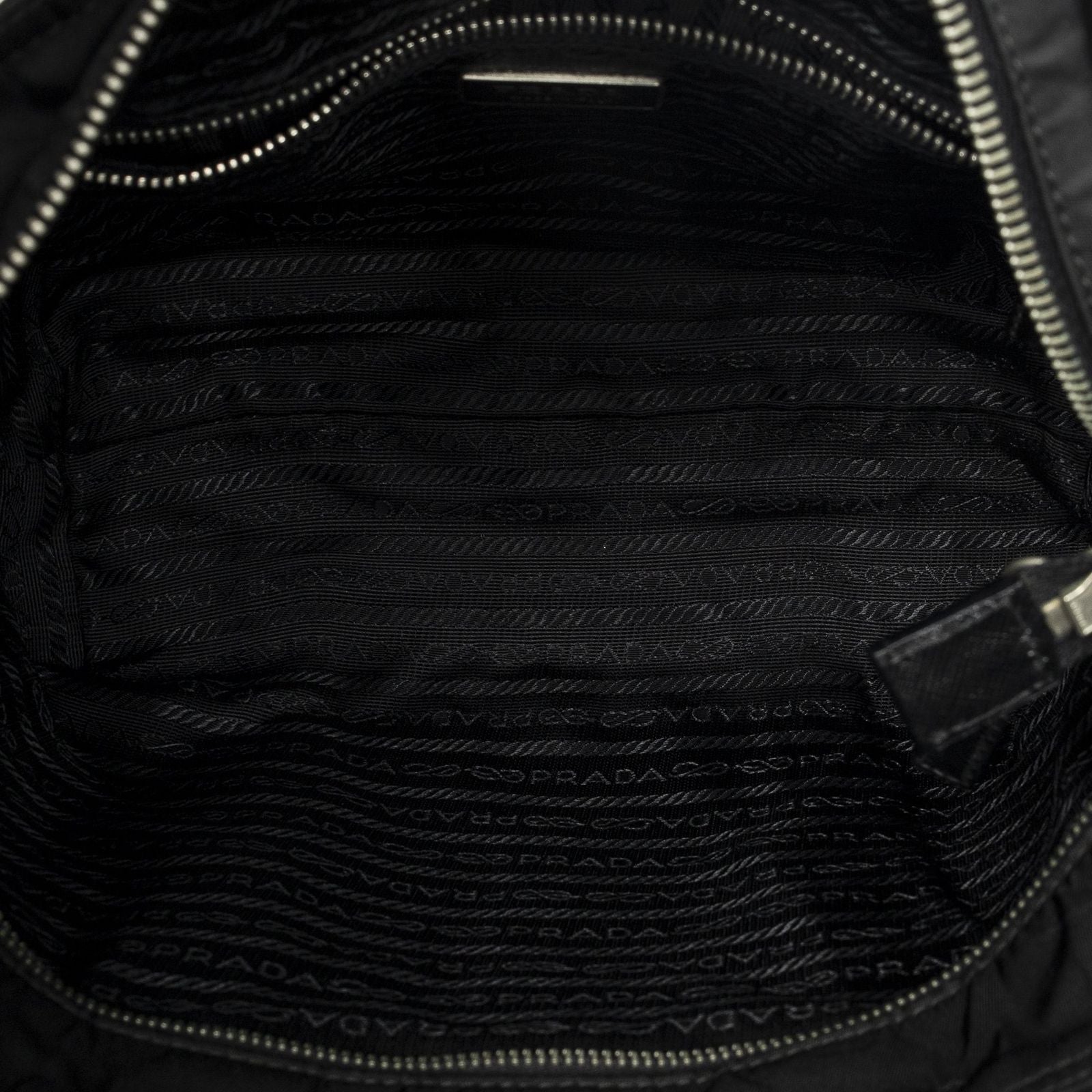 Prada Zip Shopping Tote Black Nylon Canvas — view 9