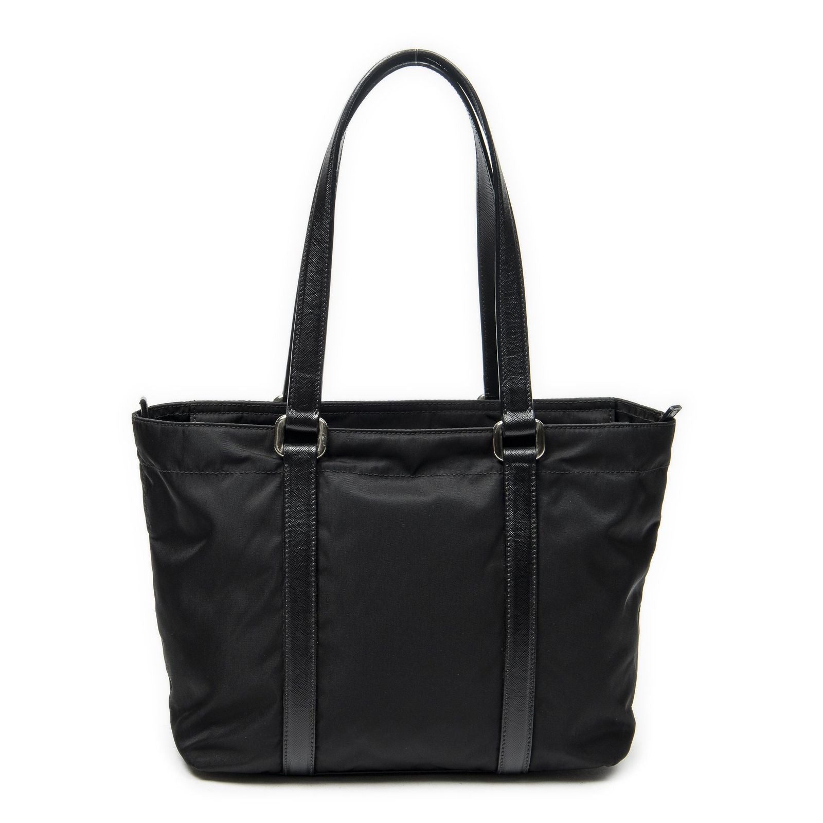 Prada Zip Shopping Tote Black Nylon Canvas — view 5