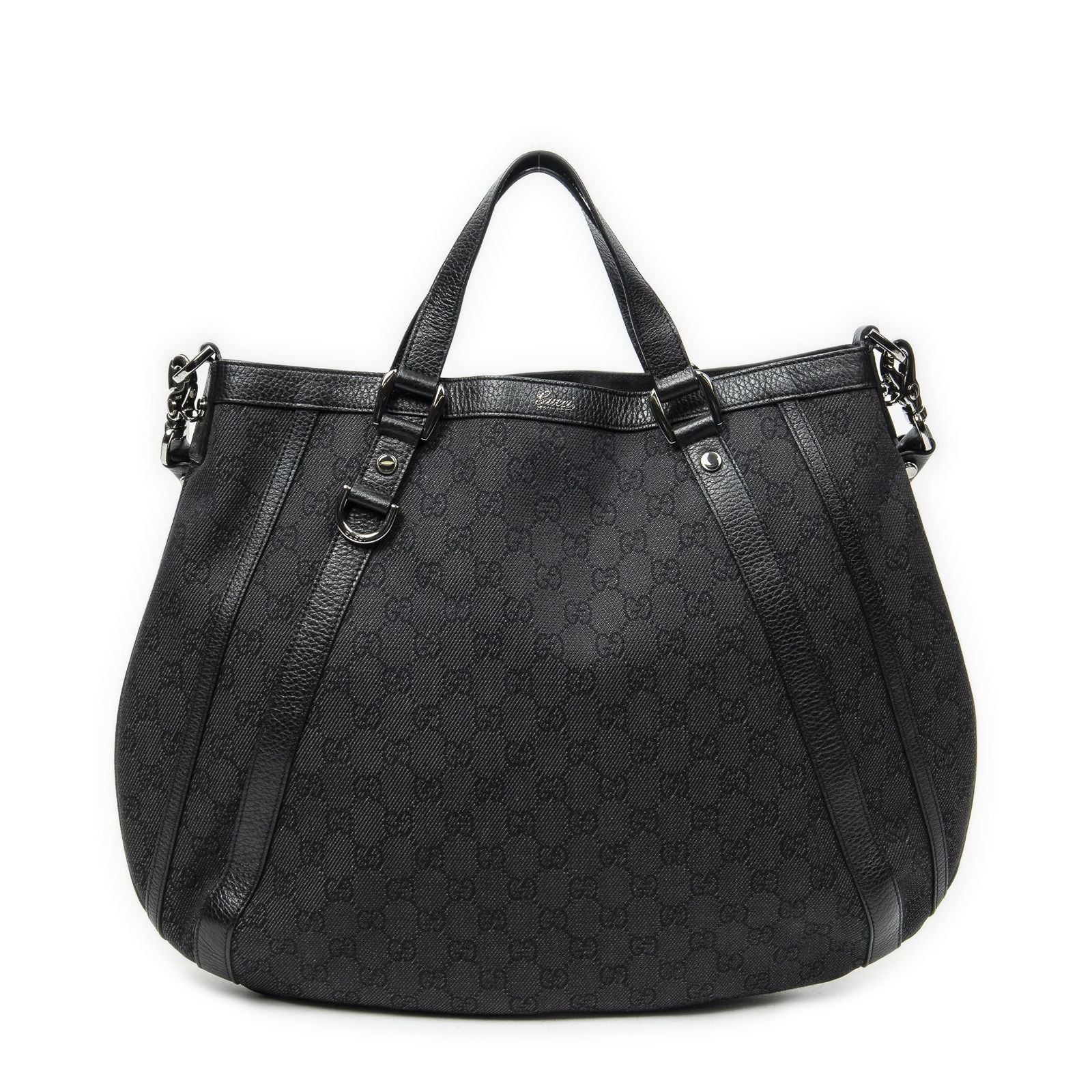 Gucci Convertible Tote Black Denim GG
