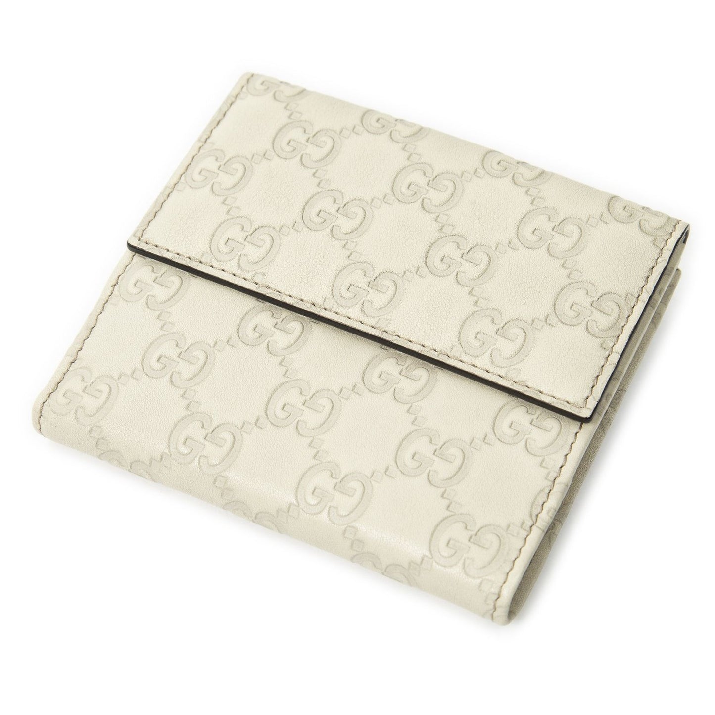 Gucci Compact Bifold Wallet Ivory Guccissima — view 2