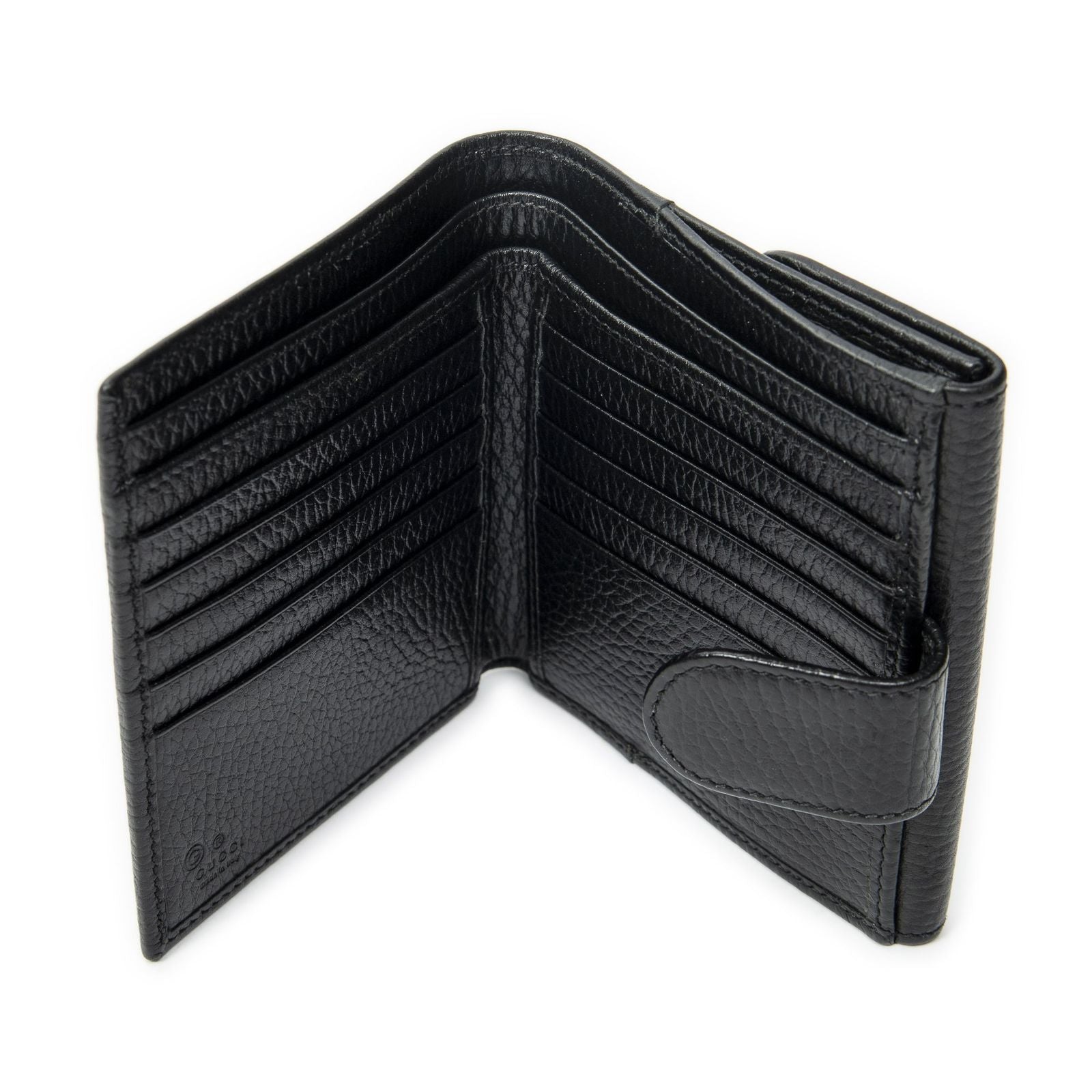 Gucci Interlocking Compact French Wallet Black Gray Calfskin Leather — view 4