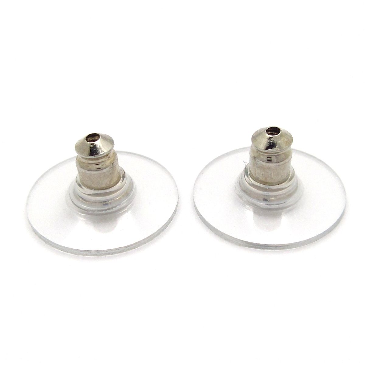 Chanel Earrings CC Logo Silver White Clear — view 6