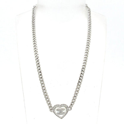 Chanel Choker CC Logo Silver White Clear Chain Necklace — view 2