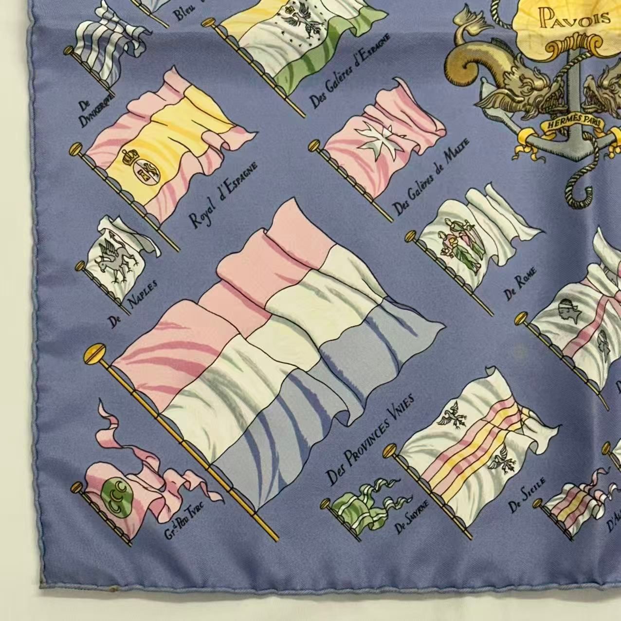 Hermes Scarf Silk Pavois Flag Blue — view 5