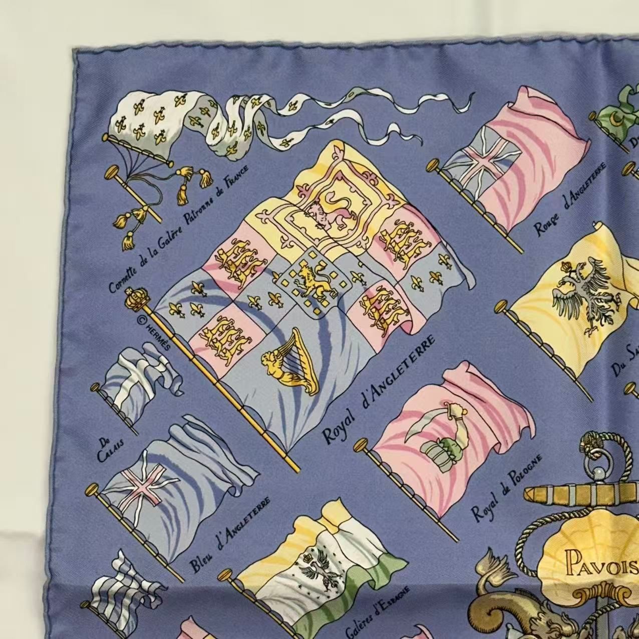 Hermes Scarf Silk Pavois Flag Blue — view 2