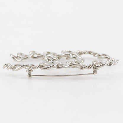 Chanel CC Logo Open Work Chain Metal Silver Brooch — view 4