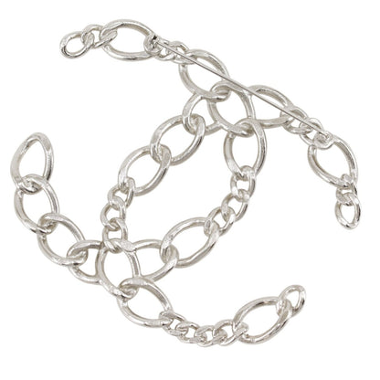Chanel CC Logo Open Work Chain Metal Silver Brooch — view 2