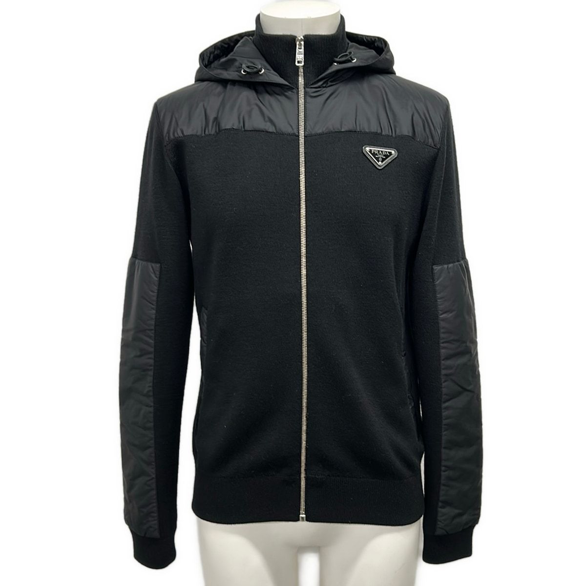 Prada Jacket 46 S Black Long Sleeve Zip Up Spring Autumn Wool
