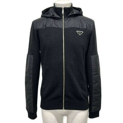 Prada Jacket 46 S Black Long Sleeve Zip Up Spring Autumn Wool