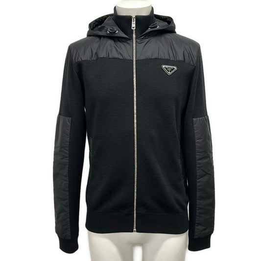 Prada Jacket 46 S Black Long Sleeve Zip Up Spring Autumn Wool