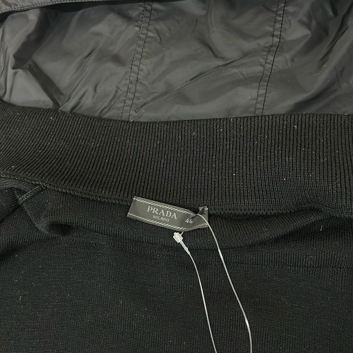 Prada Jacket 46 S Black Long Sleeve Zip Up Spring Autumn Wool — view 7