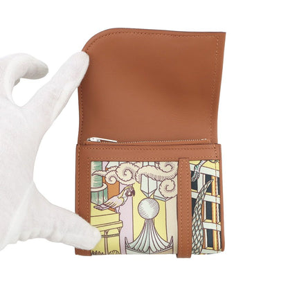 Hermes Bifold Wallet Avec Soie Compact Animapolis Gold Multi Color Silver Swift — view 4