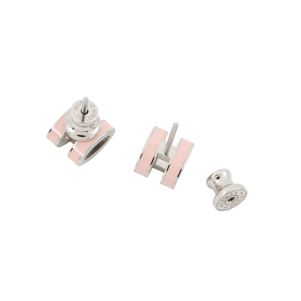 Hermes Earrings Mini Pop Pink Silver Motif — view 3