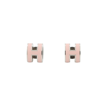 Hermes Earrings Mini Pop Pink Silver Motif