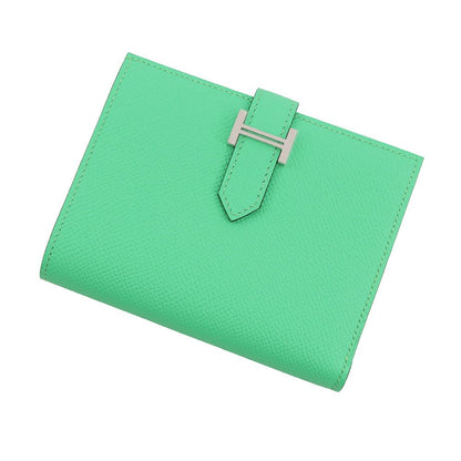 Hermes Bifold Wallet Bearn Compact Verso Vert Comic Fizz Silver Epsom