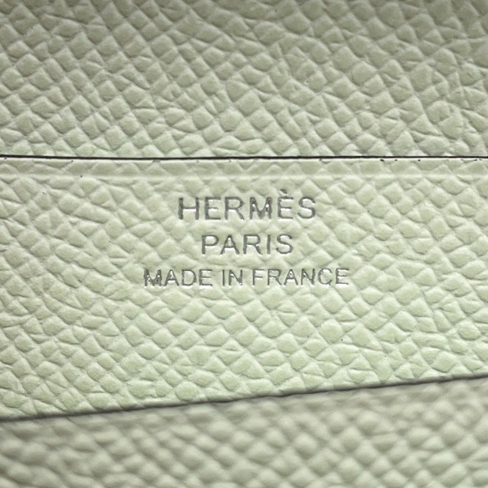 Hermes Bifold Wallet Bearn Compact Verso Vert Comic Fizz Silver Epsom — view 8
