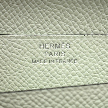 Hermes Bifold Wallet Bearn Compact Verso Vert Comic Fizz Silver Epsom — view 8