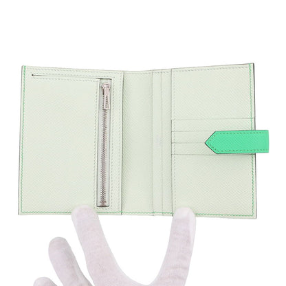 Hermes Bifold Wallet Bearn Compact Verso Vert Comic Fizz Silver Epsom — view 4