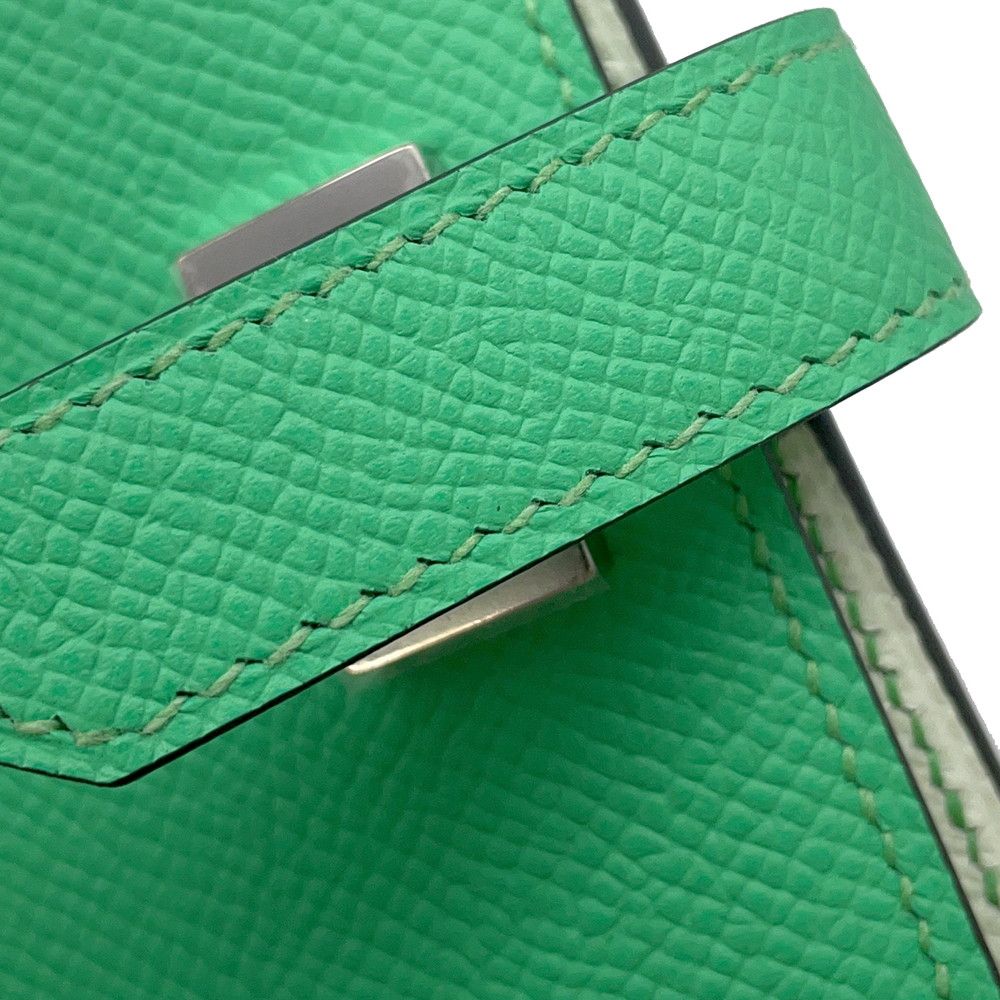 Hermes Bifold Wallet Bearn Compact Verso Vert Comic Fizz Silver Epsom — view 7