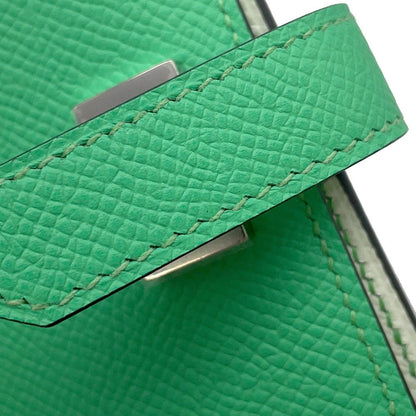 Hermes Bifold Wallet Bearn Compact Verso Vert Comic Fizz Silver Epsom — view 7