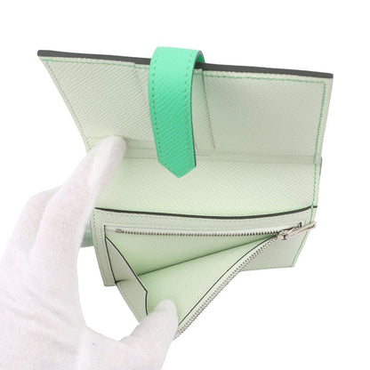 Hermes Bifold Wallet Bearn Compact Verso Vert Comic Fizz Silver Epsom — view 6