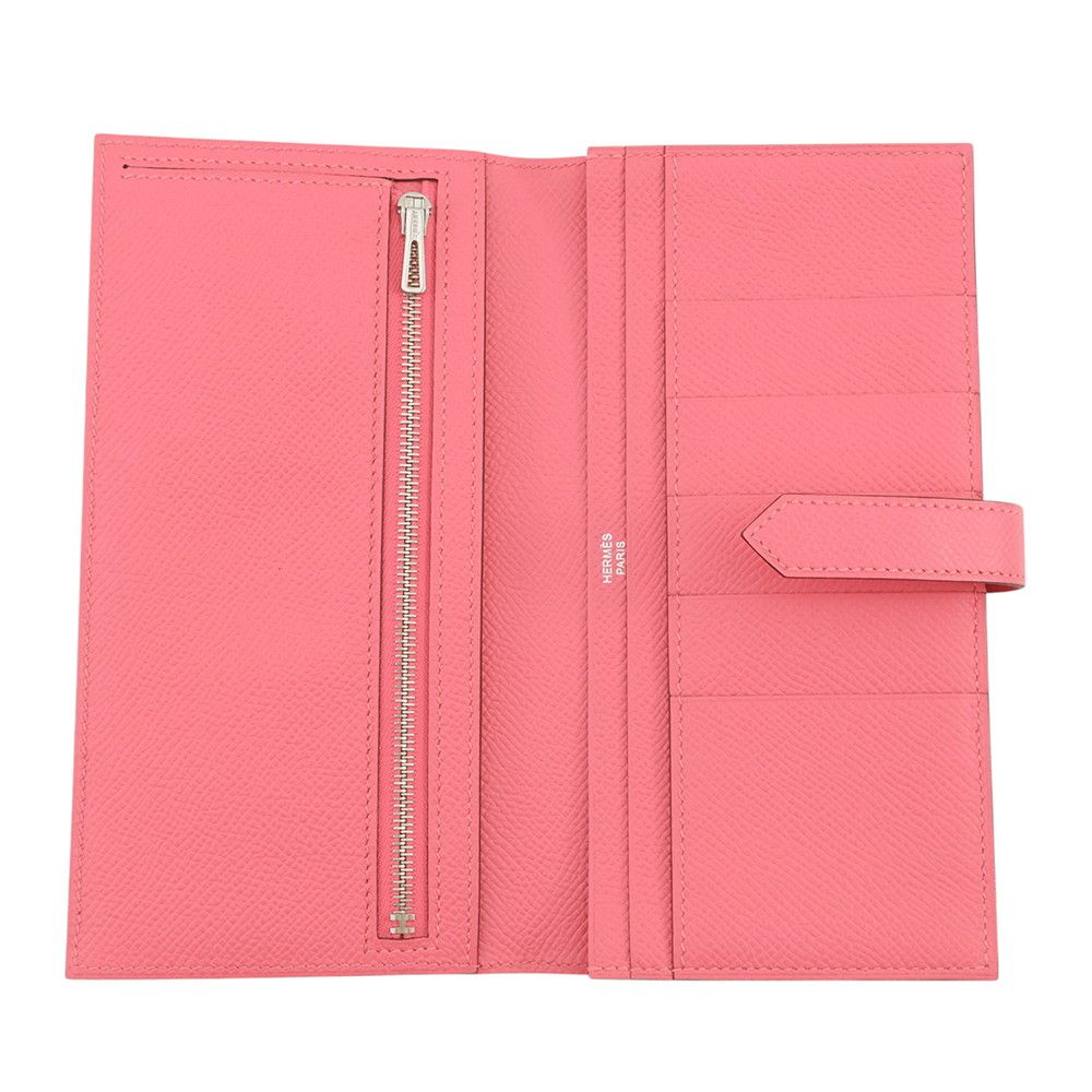 Hermes Wallet Bearn Souffle Rose Azalea Silver Epsom — view 4