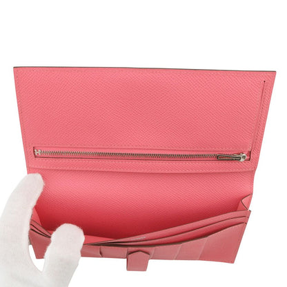 Hermes Wallet Bearn Souffle Rose Azalea Silver Epsom — view 5