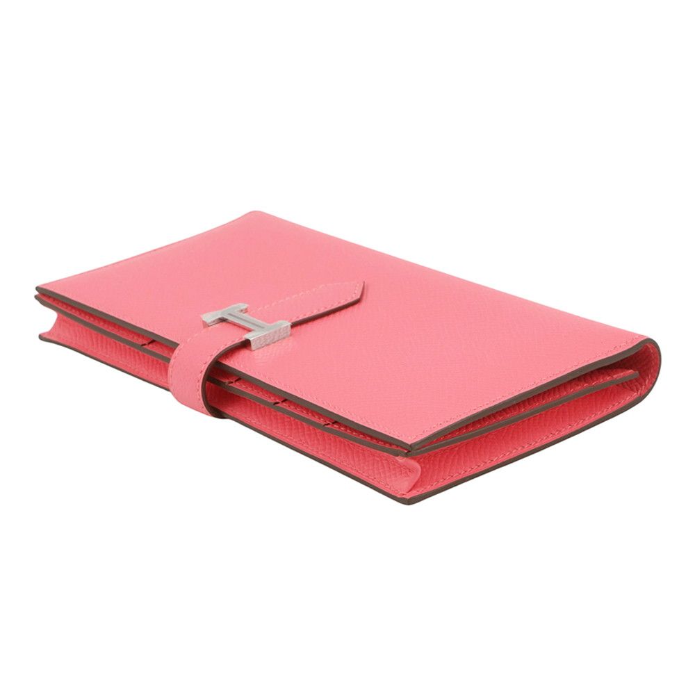 Hermes Wallet Bearn Souffle Rose Azalea Silver Epsom — view 2