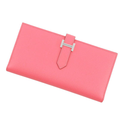 Hermes Wallet Bearn Souffle Rose Azalea Silver Epsom