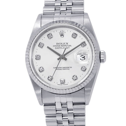 Rolex Datejust 36 No SS White Gold Watch Silver Dial Diamond