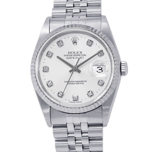 Rolex Datejust 36 No SS White Gold Watch Silver Dial Diamond