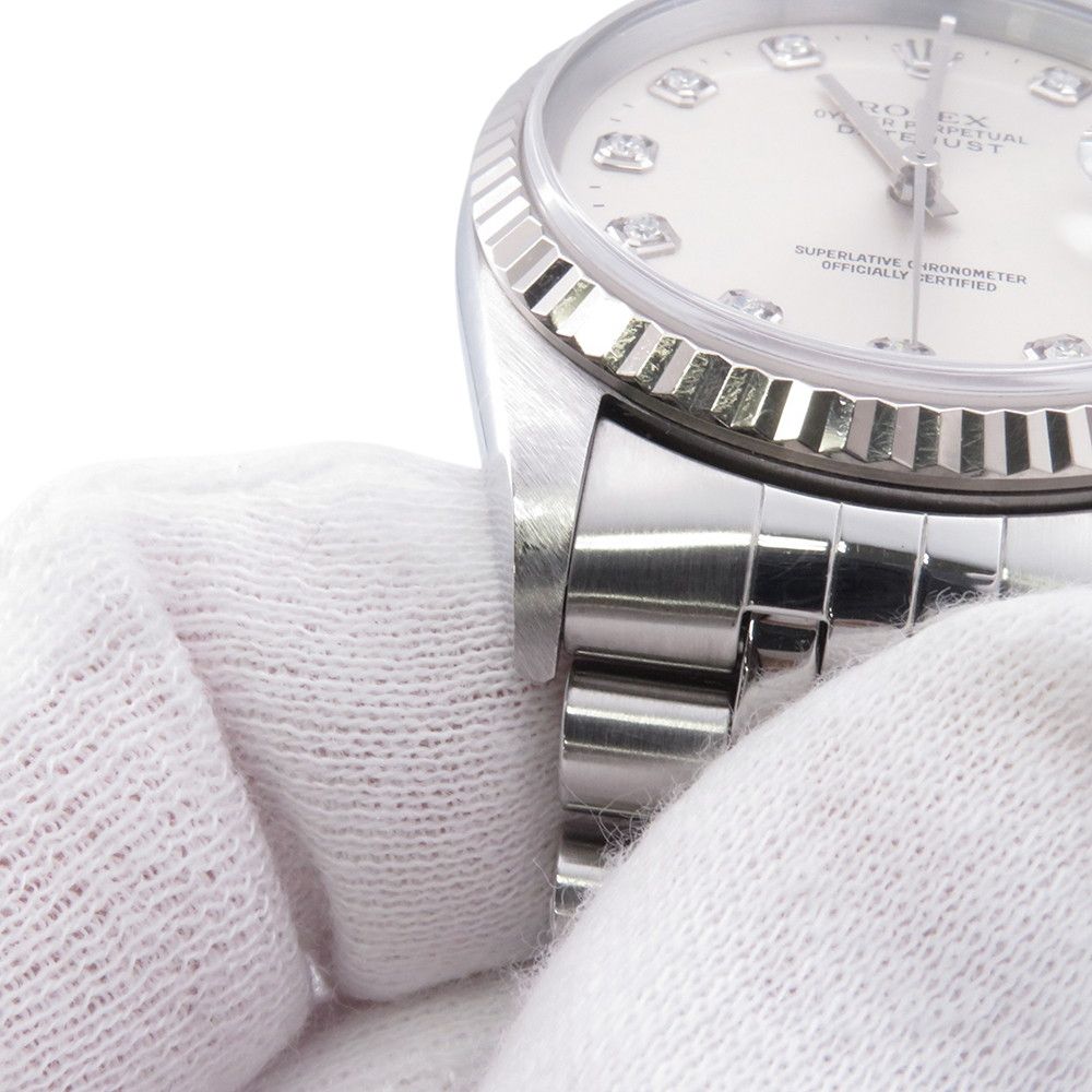 Rolex Datejust 36 No SS White Gold Watch Silver Dial Diamond — view 5
