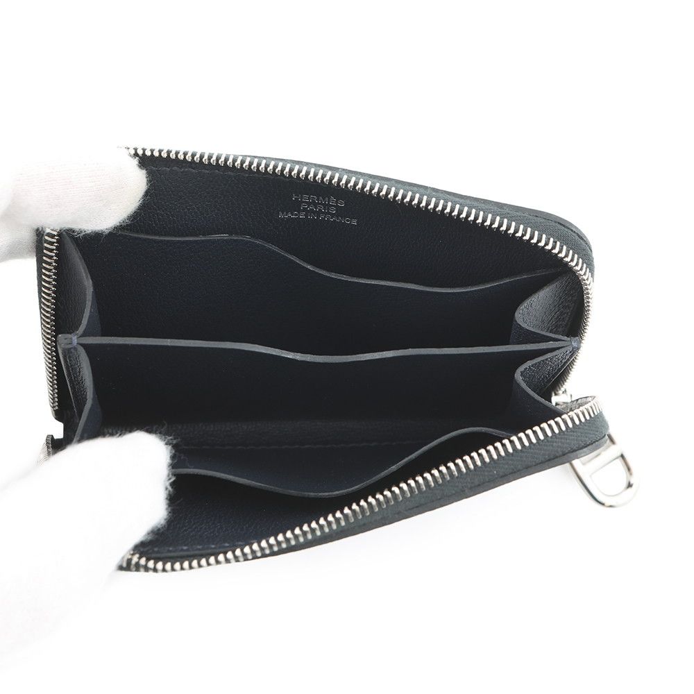 Hermes Coin Case Zip Azap Compact Canvas Silver — view 4