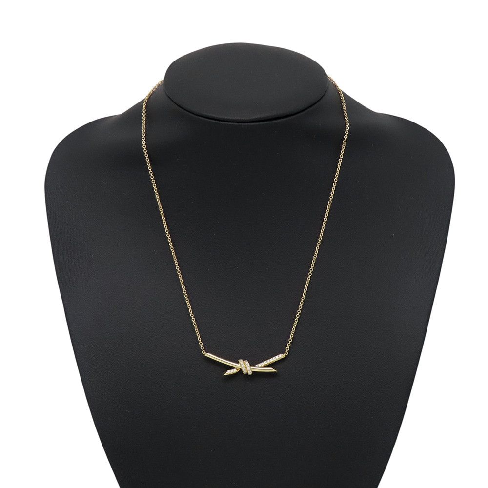 Tiffany & Co Necklace Knot Pendant Diamond Total 18k Yellow Gold — view 4