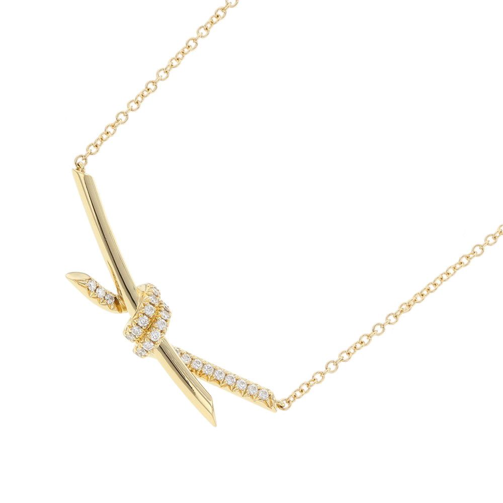 Tiffany & Co Necklace Knot Pendant Diamond Total 18k Yellow Gold