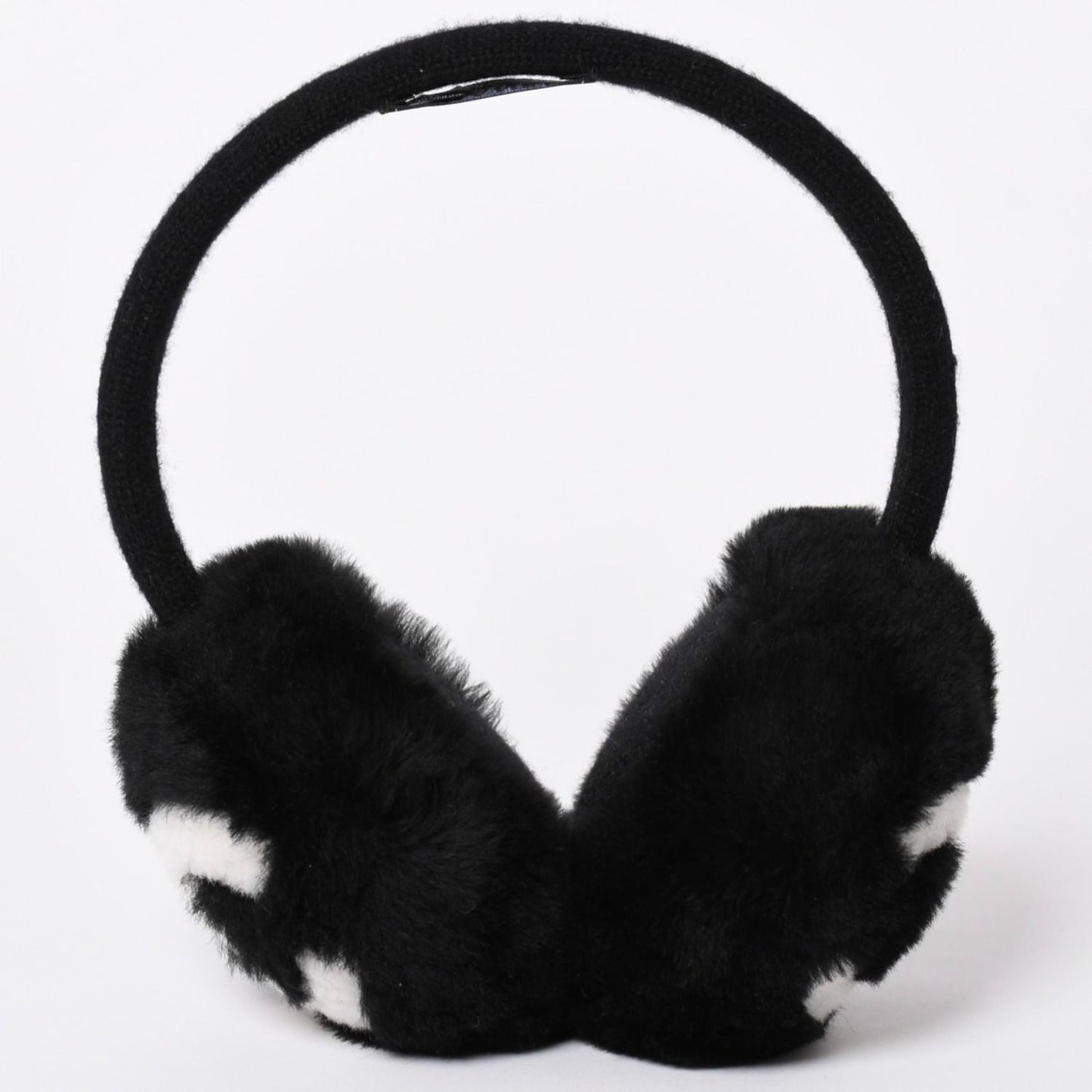 Chanel Coco Neige Ear Muffs CC Logo Shearling Black White — view 4