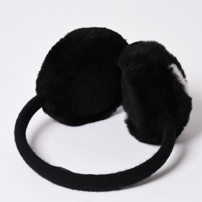Chanel Coco Neige Ear Muffs CC Logo Shearling Black White — view 7