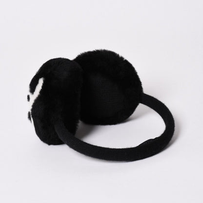 Chanel Coco Neige Ear Muffs CC Logo Shearling Black White — view 6