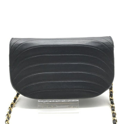 Chanel CC Logo Lambskin Half Moon Turnlock Chain Shoulder Bag Black — view 3