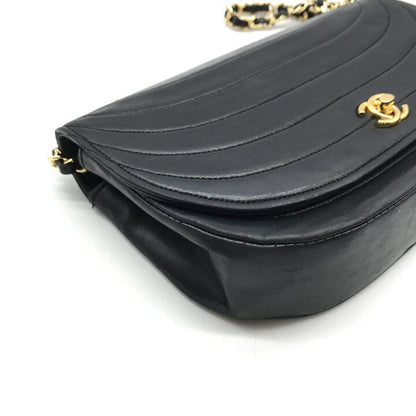 Chanel CC Logo Lambskin Half Moon Turnlock Chain Shoulder Bag Black — view 5