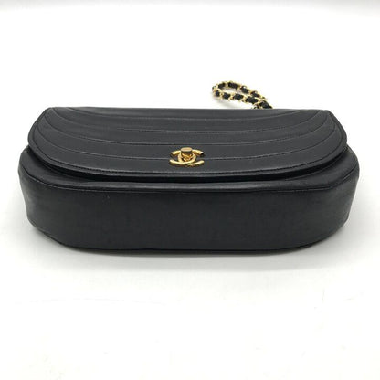 Chanel CC Logo Lambskin Half Moon Turnlock Chain Shoulder Bag Black — view 4