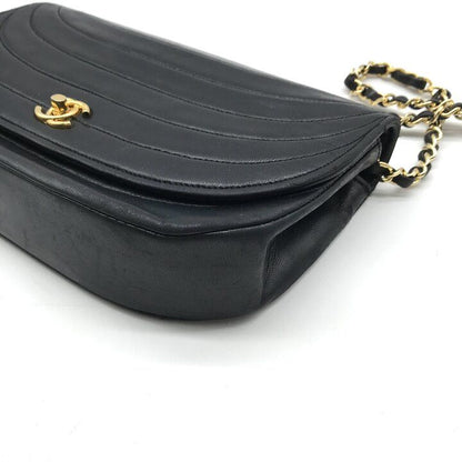 Chanel CC Logo Lambskin Half Moon Turnlock Chain Shoulder Bag Black — view 6