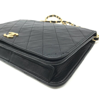 Chanel CC Logo Quilted Push Lock Leather Chain Shoulder Bag Black — view 5