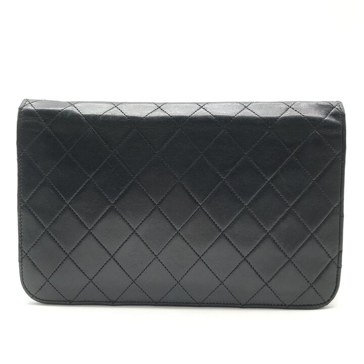 Chanel CC Logo Quilted Push Lock Leather Chain Shoulder Bag Black — view 2