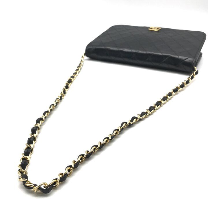 Chanel CC Logo Quilted Push Lock Leather Chain Shoulder Bag Black — view 6