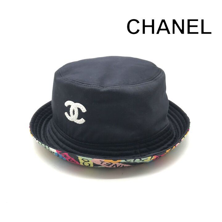 Chanel CC Logo Reversible Hat 24c Hat Navy Multi Color Present