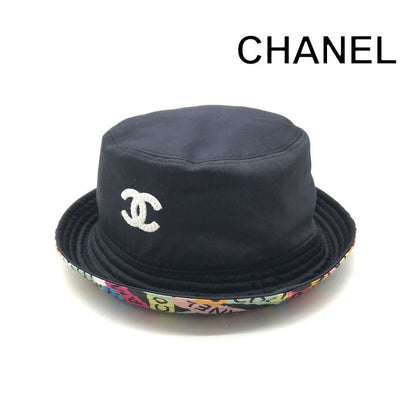 Chanel CC Logo Reversible Hat 24c Hat Navy Multi Color Present