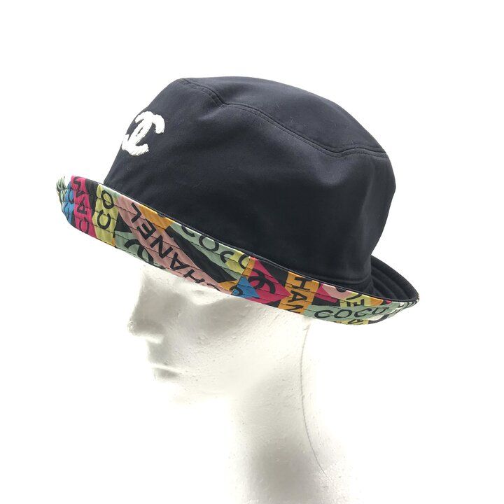 Chanel CC Logo Reversible Hat 24c Hat Navy Multi Color Present — view 9