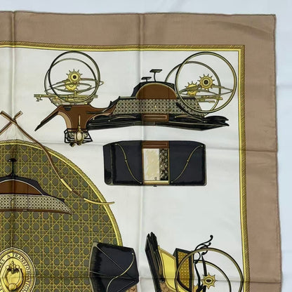 Hermes Carre 90 Silk Scarf les Voitures a Transformation Folding Top Carriage — view 3